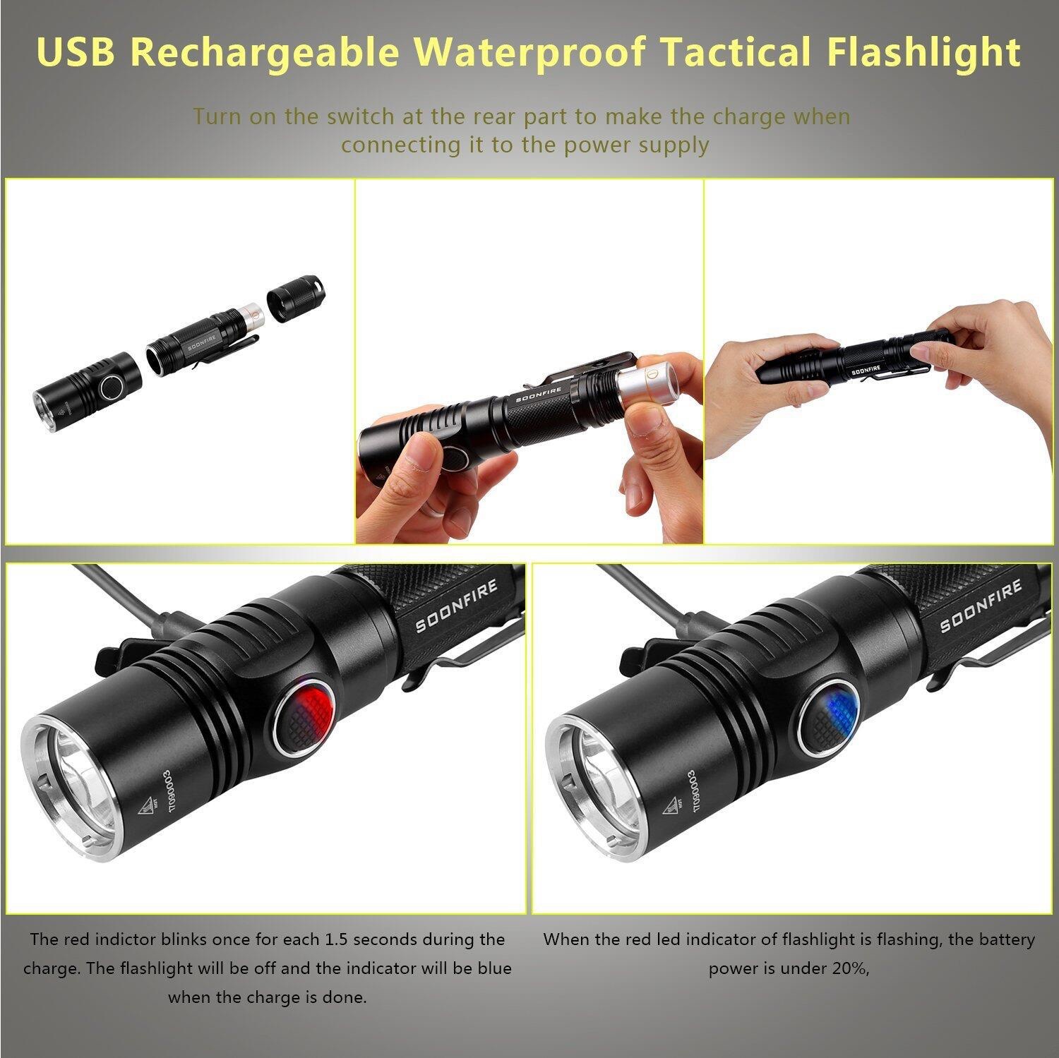 Rechargeable USB18650 Tactical Flashlight TA-01